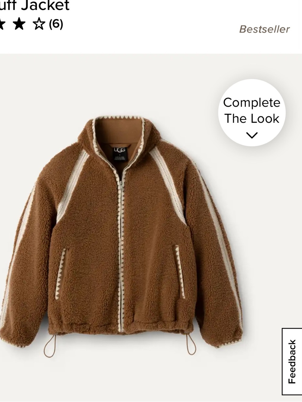 UGG woman’s Brown Sherpa Puffer Jacket with Cream Trim